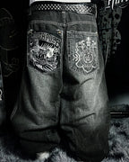 Embroidered Wide-Leg Jeans