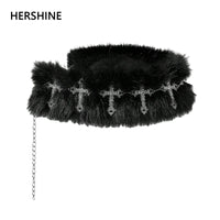 Faux Fur Cross Waist Belt
