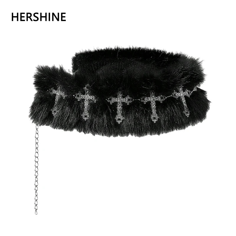 Faux Fur Cross Waist Belt