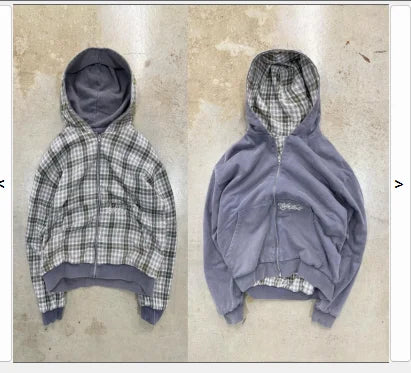Reversible Plaid Zip-Up Hoodie