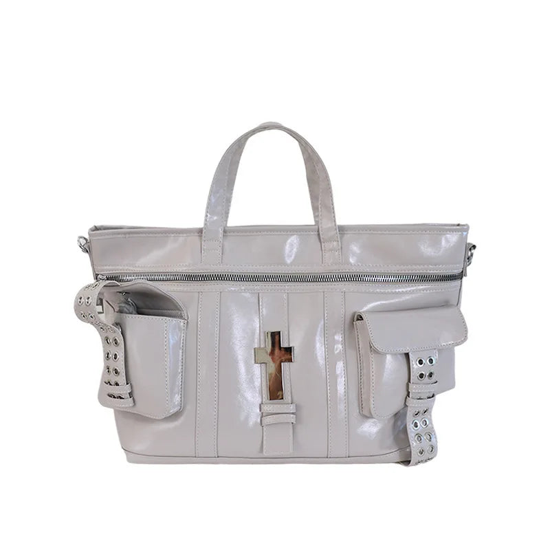 Black Cross Rivet Shoulder Bag