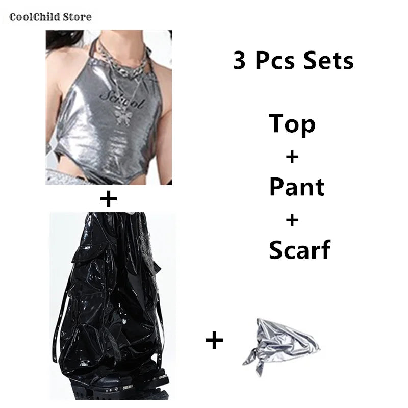 K-Pop Crop Top & Cargo Pants Set