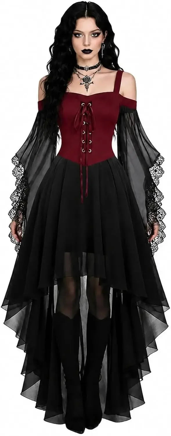 Gothic Lace-Up Maxi Dress