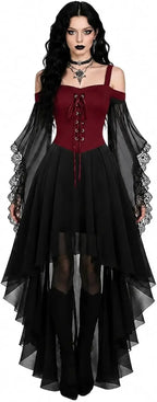 Gothic Lace-Up Maxi Dress