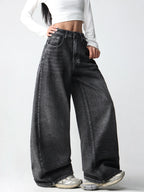 Wing Embroidered Baggy Jeans