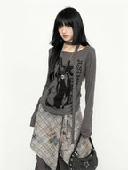 Grey Graphic Long Sleeve Tee