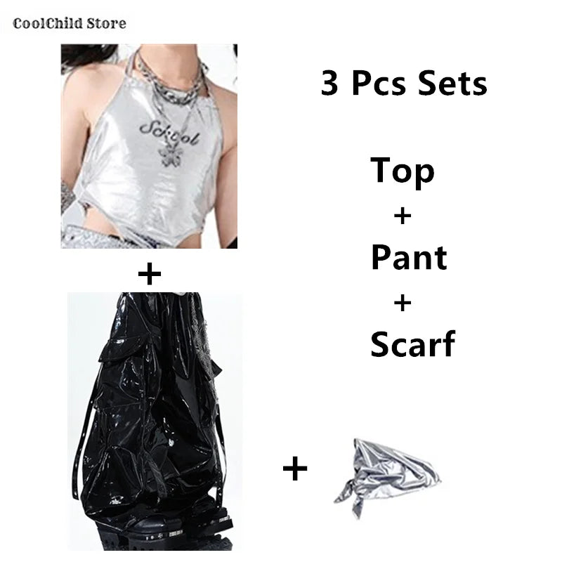 K-Pop Crop Top & Cargo Pants Set