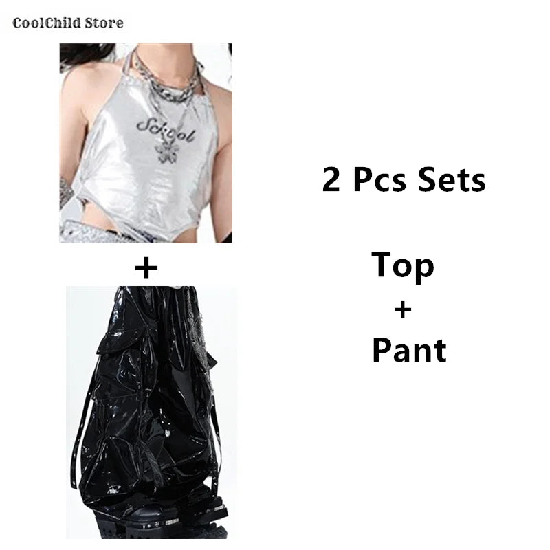 K-Pop Crop Top & Cargo Pants Set