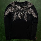 Black Skull Print Long Sleeve Tee