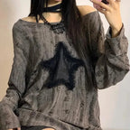 Hole Star Print T-Shirt