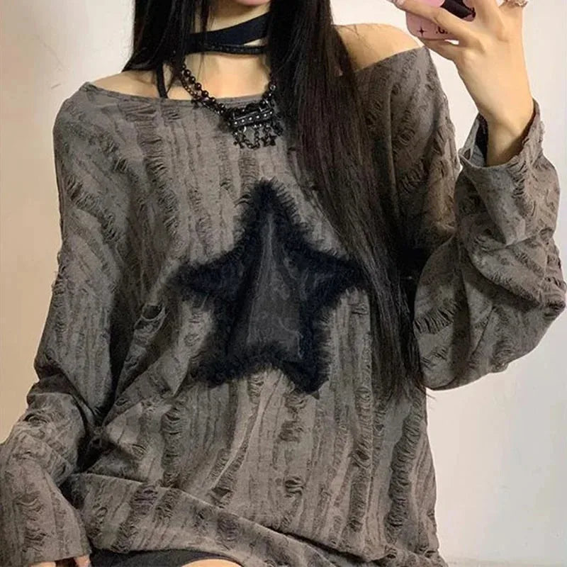 Hole Star Print T-Shirt