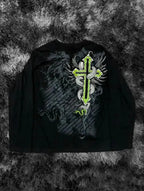 Black Skull Print Long Sleeve Tee