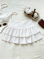 High Waist Ruffle Layered Mini Skirt