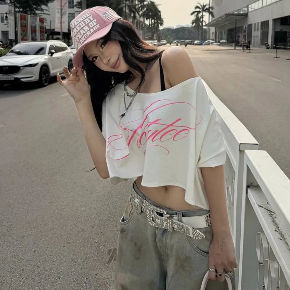 Off-Shoulder Graphic Top
