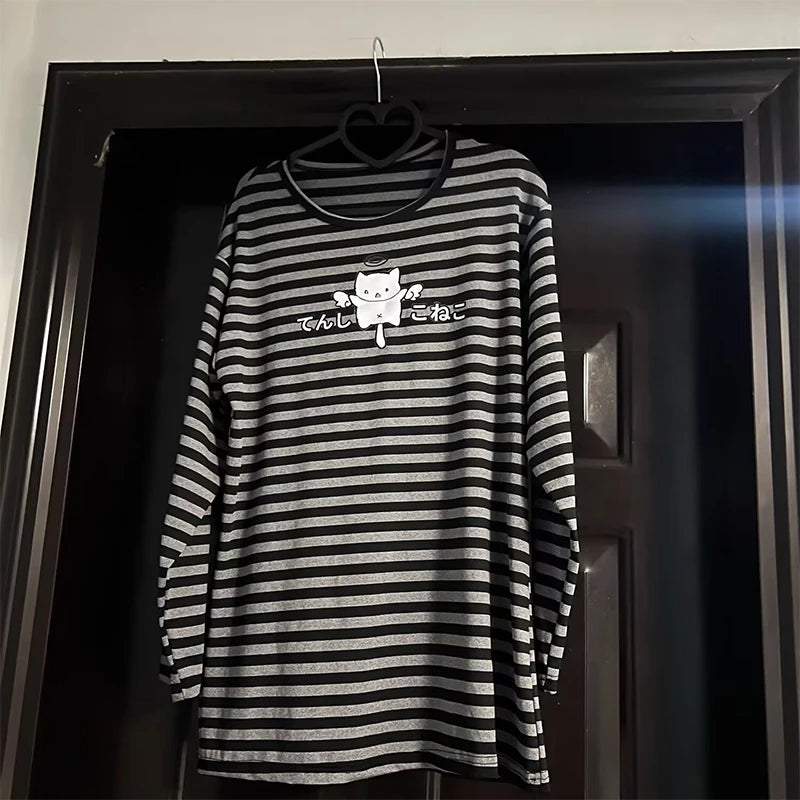 Striped Grunge Long Sleeve Top