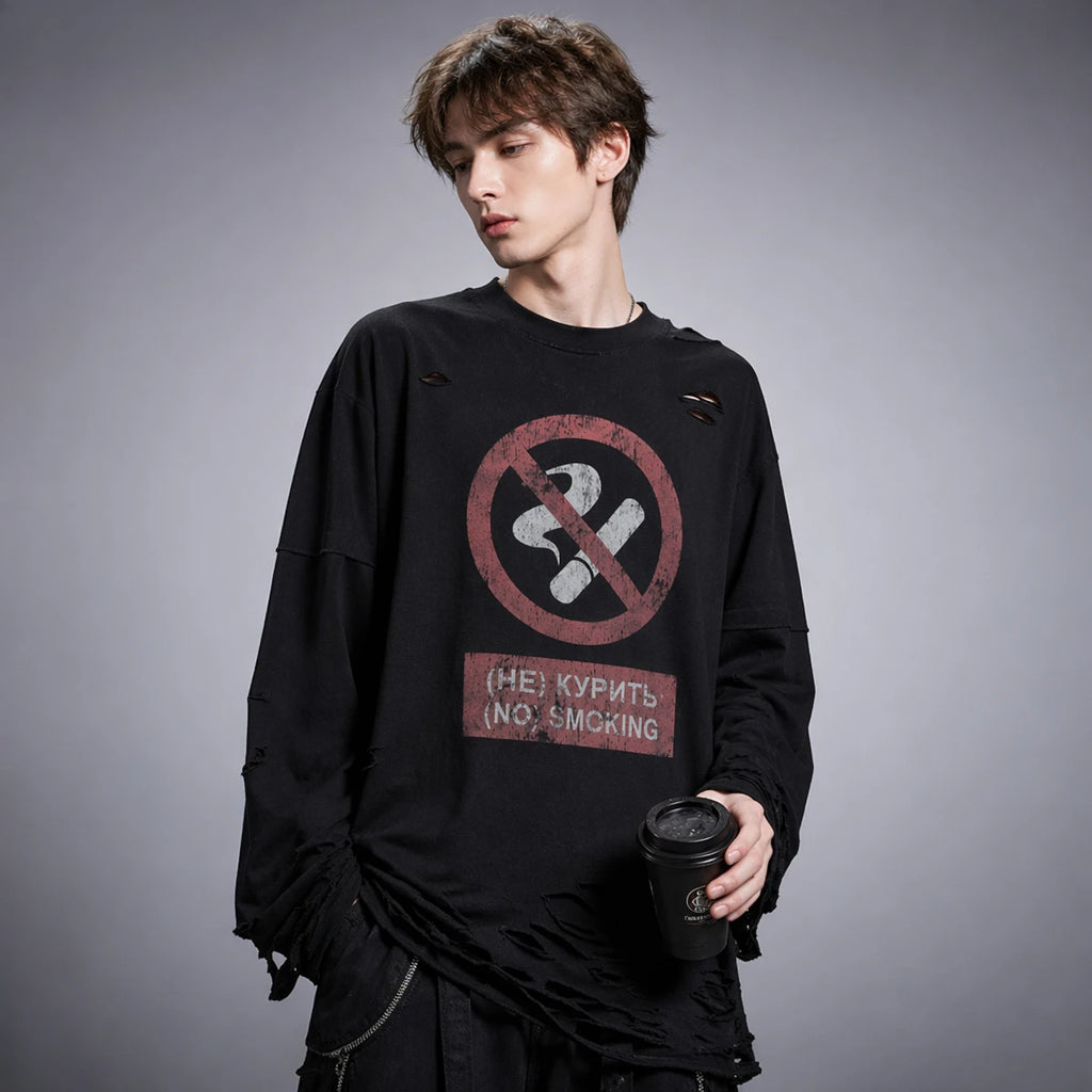 Cigarette Print Gothic Sweatshirt