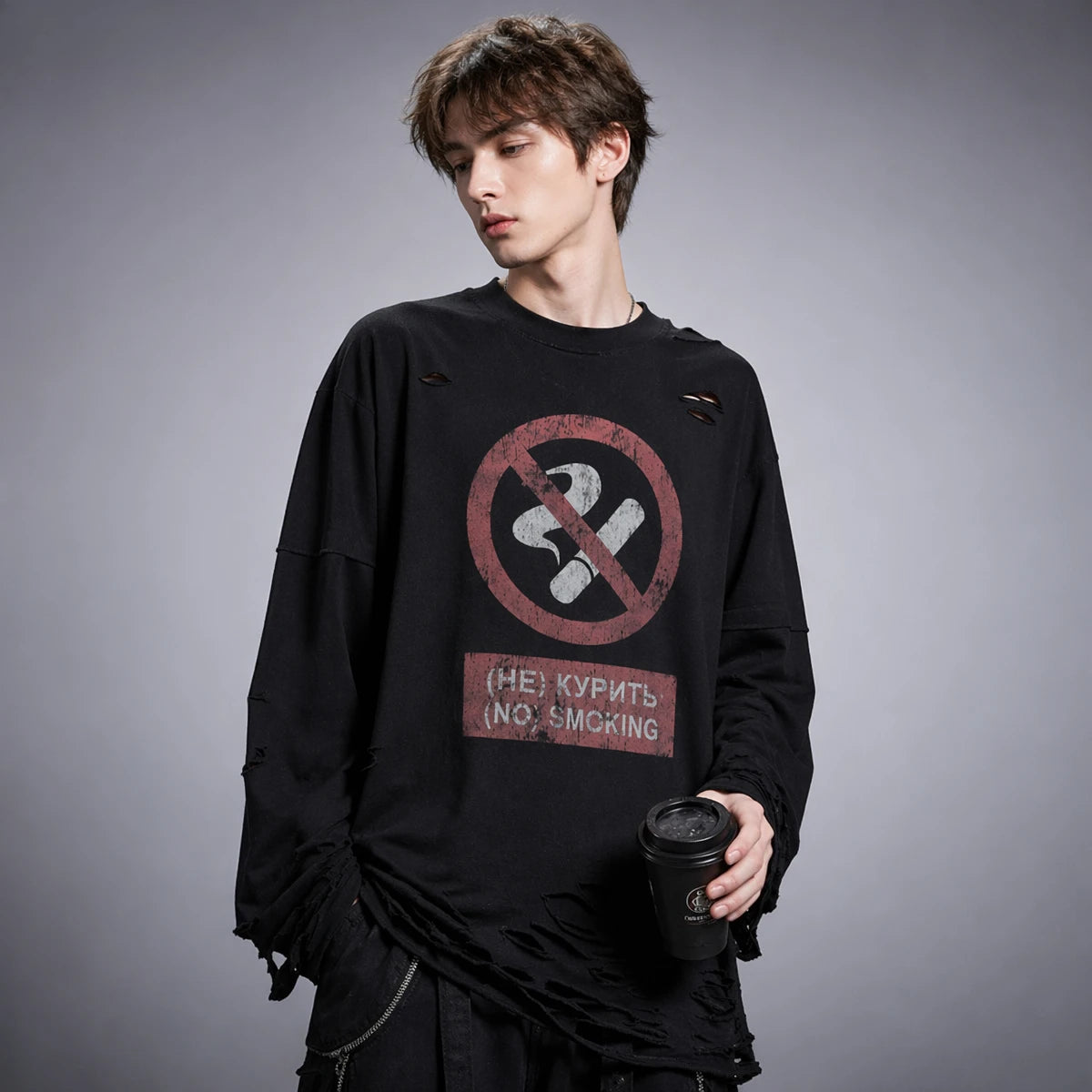 Cigarette Print Gothic Sweatshirt