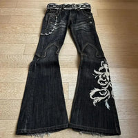 Lace-Up Flare Jeans