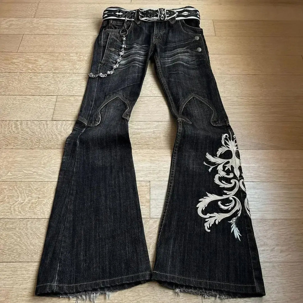 Lace-Up Flare Jeans