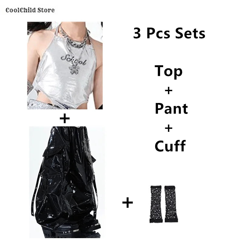K-Pop Crop Top & Cargo Pants Set