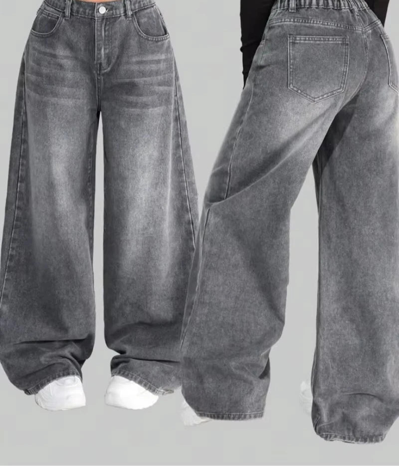 Graphic Embroidered Baggy Jeans