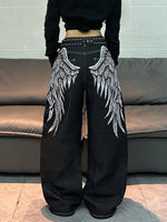 Wing Embroidered Baggy Jeans