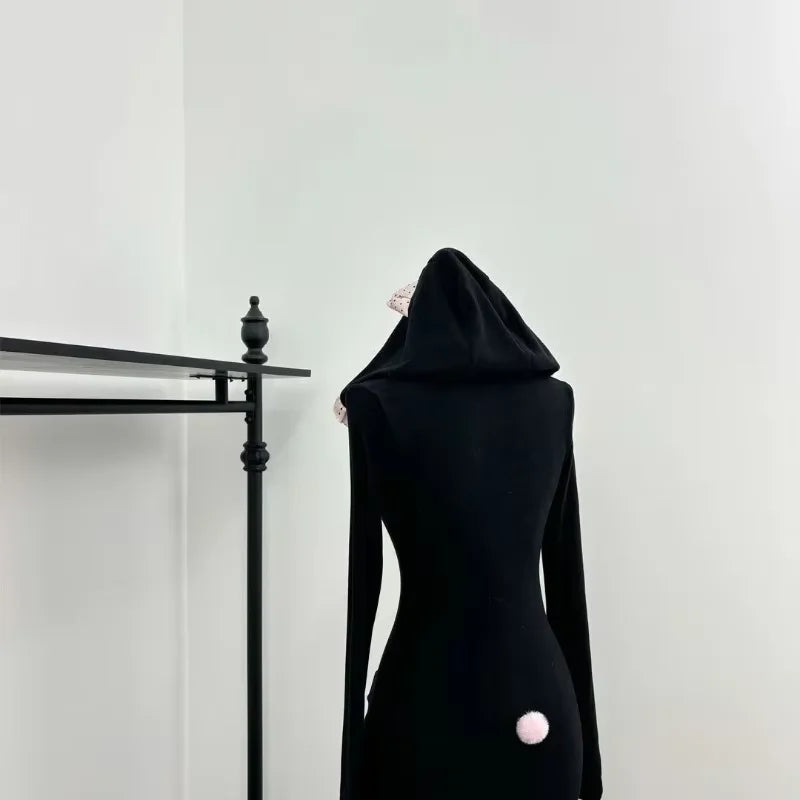 Ear Detail Black Jumpsuit