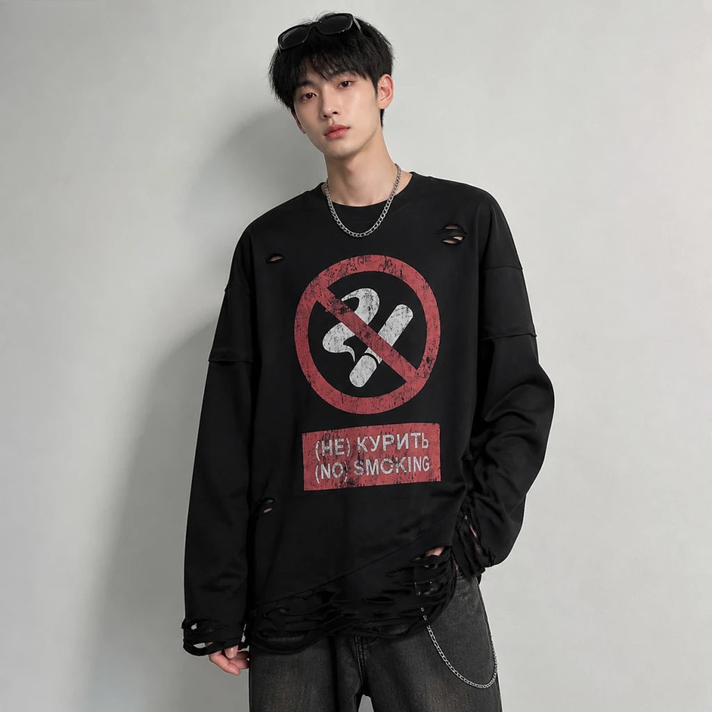 Cigarette Print Gothic Sweatshirt