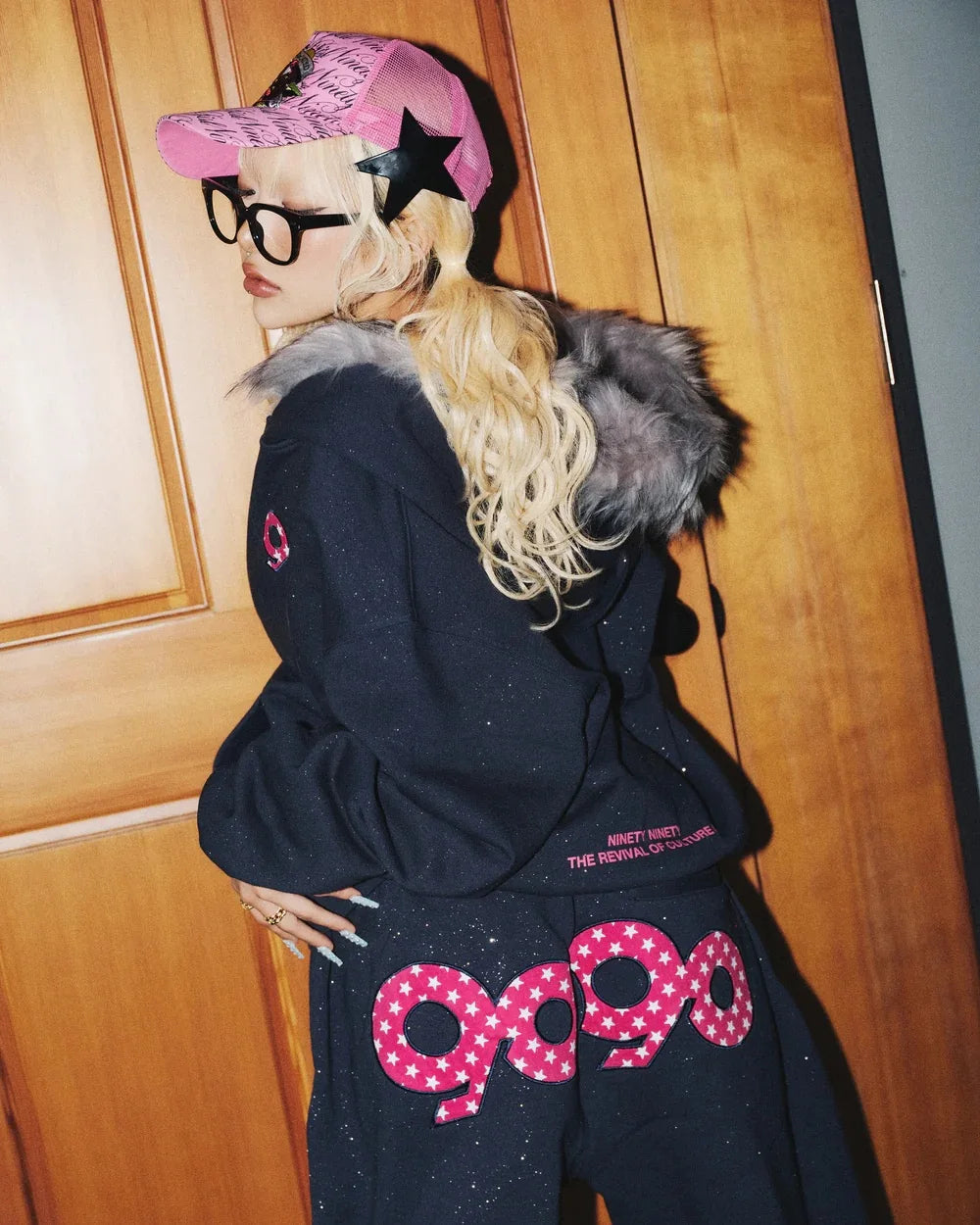 Faux Fur Trim Two-Piece Set