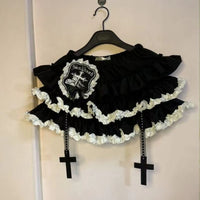 Cross Ruffle Mini Skirt