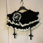 Cross Ruffle Mini Skirt