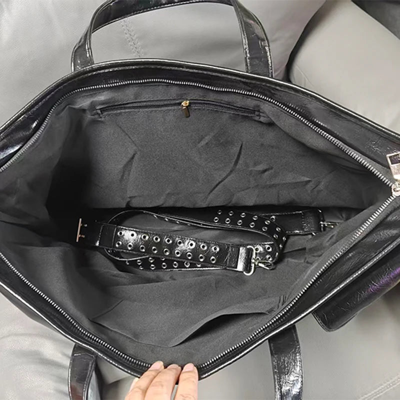 Black Cross Rivet Shoulder Bag