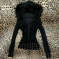 Black Faux Fur Hooded Coat