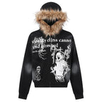 Faux Fur Collar Zip Jacket