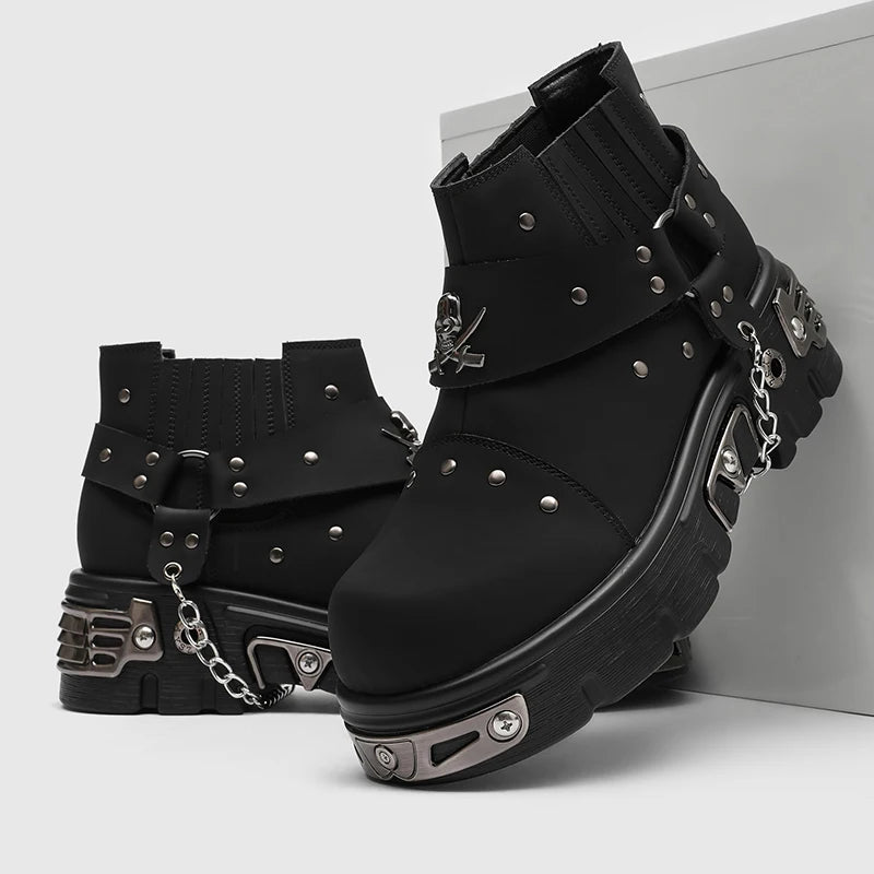 Metal Chain Platform Boots