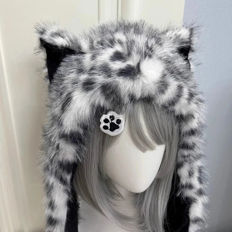 Leopard Faux Fur Ear Hat