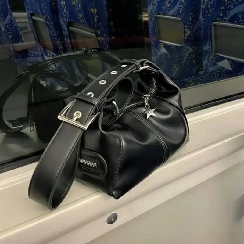 Black Buckle Shoulder Bag