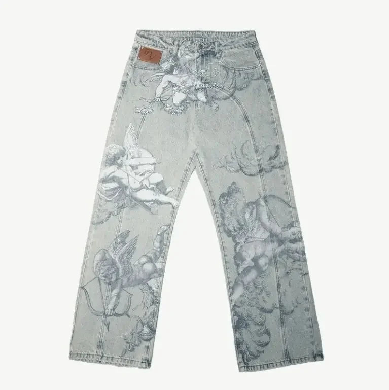 Gothic Embroidery Baggy Jeans