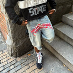 Graffiti Print Denim Shorts