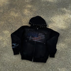 Flag Print Zip-Up Jacket