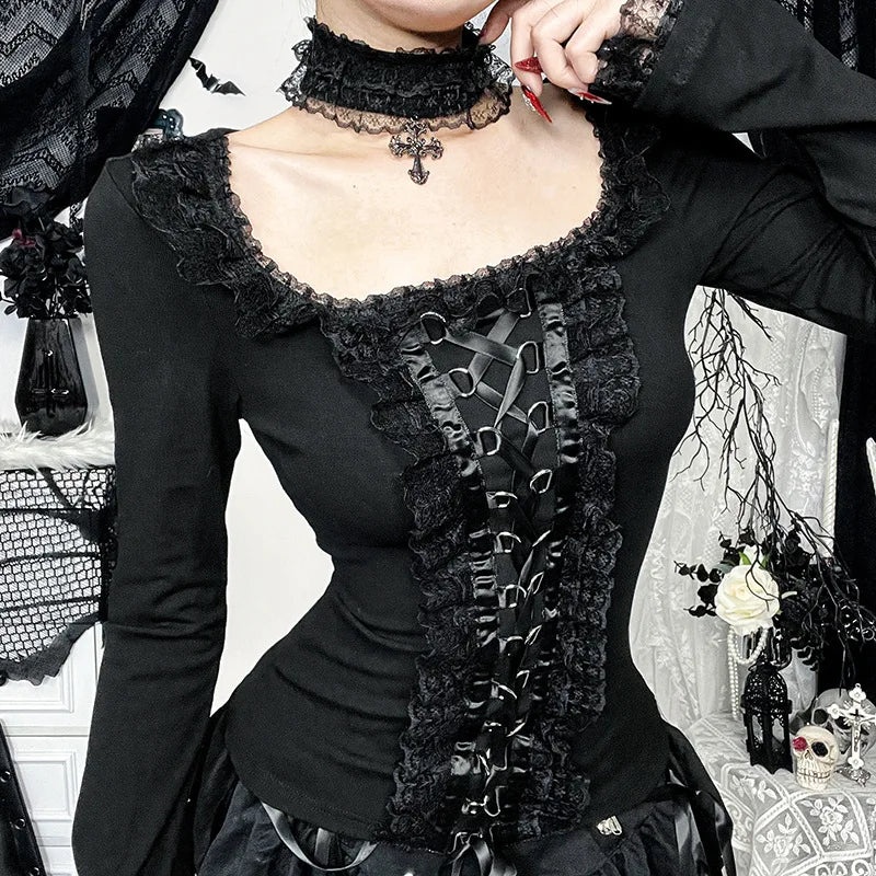 Lace Trim Gothic Top