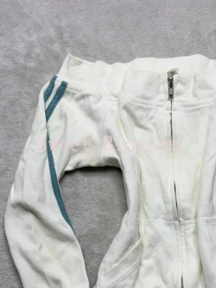 White Zip-Up Track Jacket