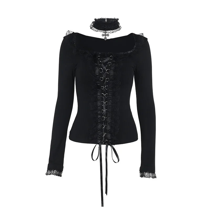 Lace Trim Gothic Top