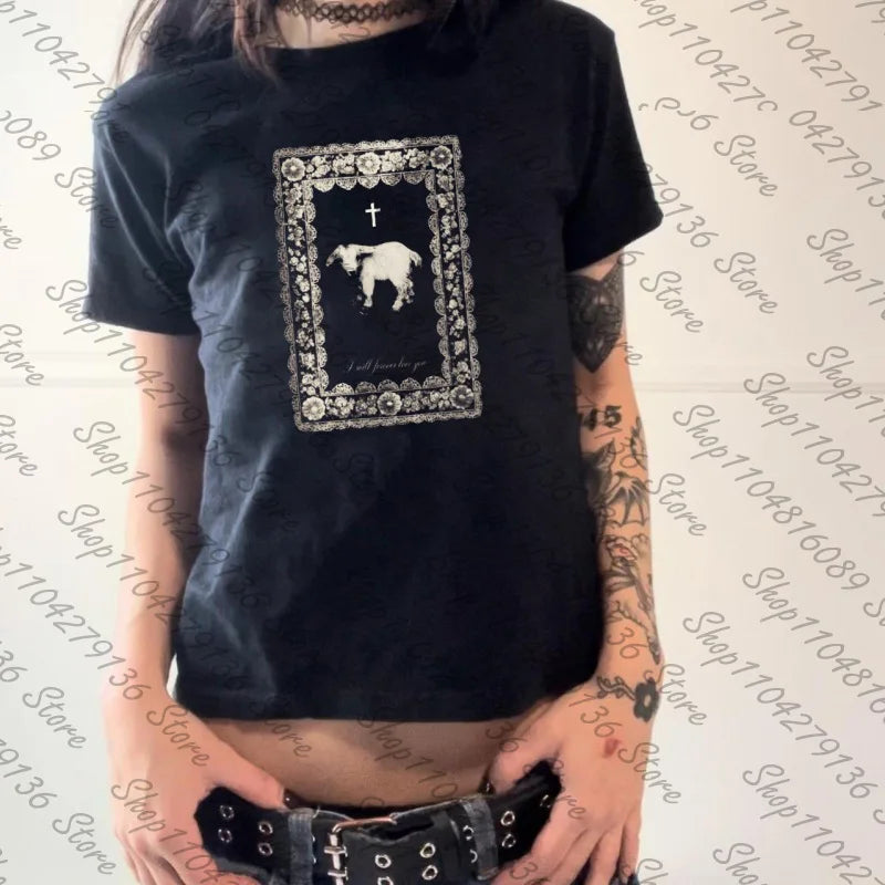Cross Print Gothic Tee
