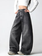 Wing Embroidered Baggy Jeans