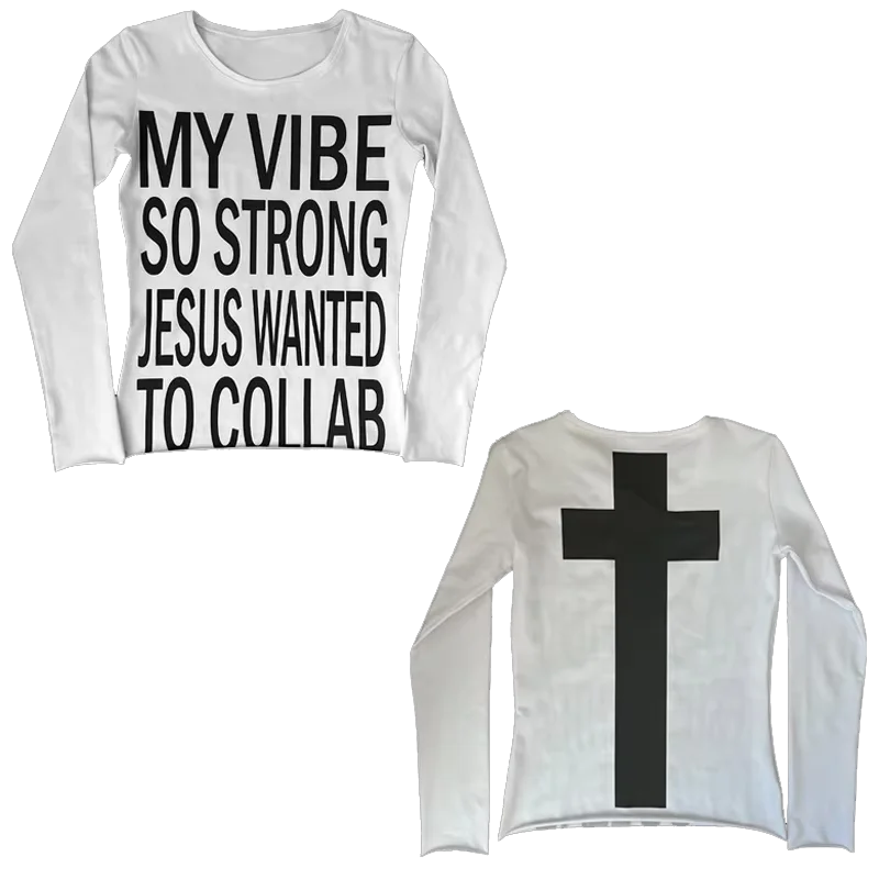 Cross Print Long Sleeve Top