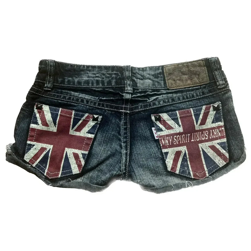 Graphic Print Denim Shorts