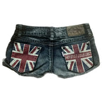 Graphic Print Denim Shorts