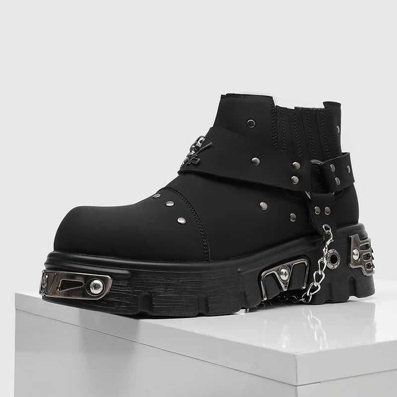 Metal Chain Platform Boots